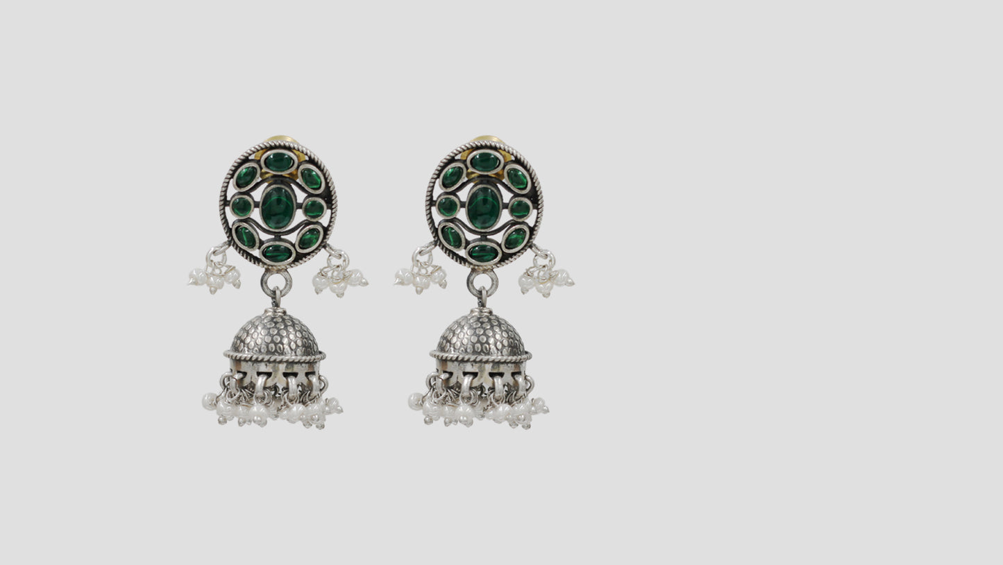 Sangeeta Boochra Handcrafted Kundan & Pearl Silver Earrings