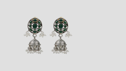 Sangeeta Boochra Handcrafted Kundan & Pearl Silver Earrings