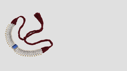 Traditional Rajasthani Silver Choker with Blue Accent – Sangeeta Boochra