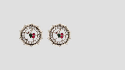 Sangeeta Boochra Heritage Kundan Circle Silver Earrings