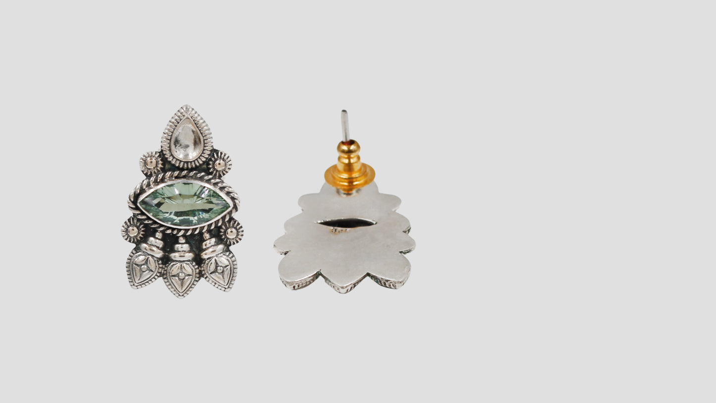 Sangeeta Boochra Artisan Oxidised Silver Statement Stud Earrings