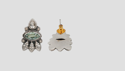 Sangeeta Boochra Artisan Oxidised Silver Statement Stud Earrings