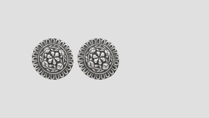 Timeless Blossom Oxidised Silver Earrings