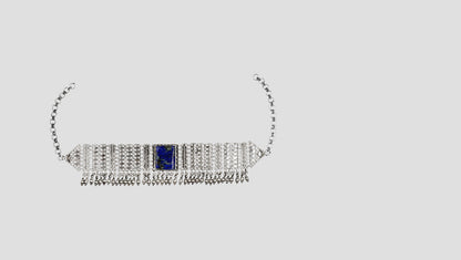 Sangeeta Boochra Handcrafted Oxidised Choker with Blue Centerpiece