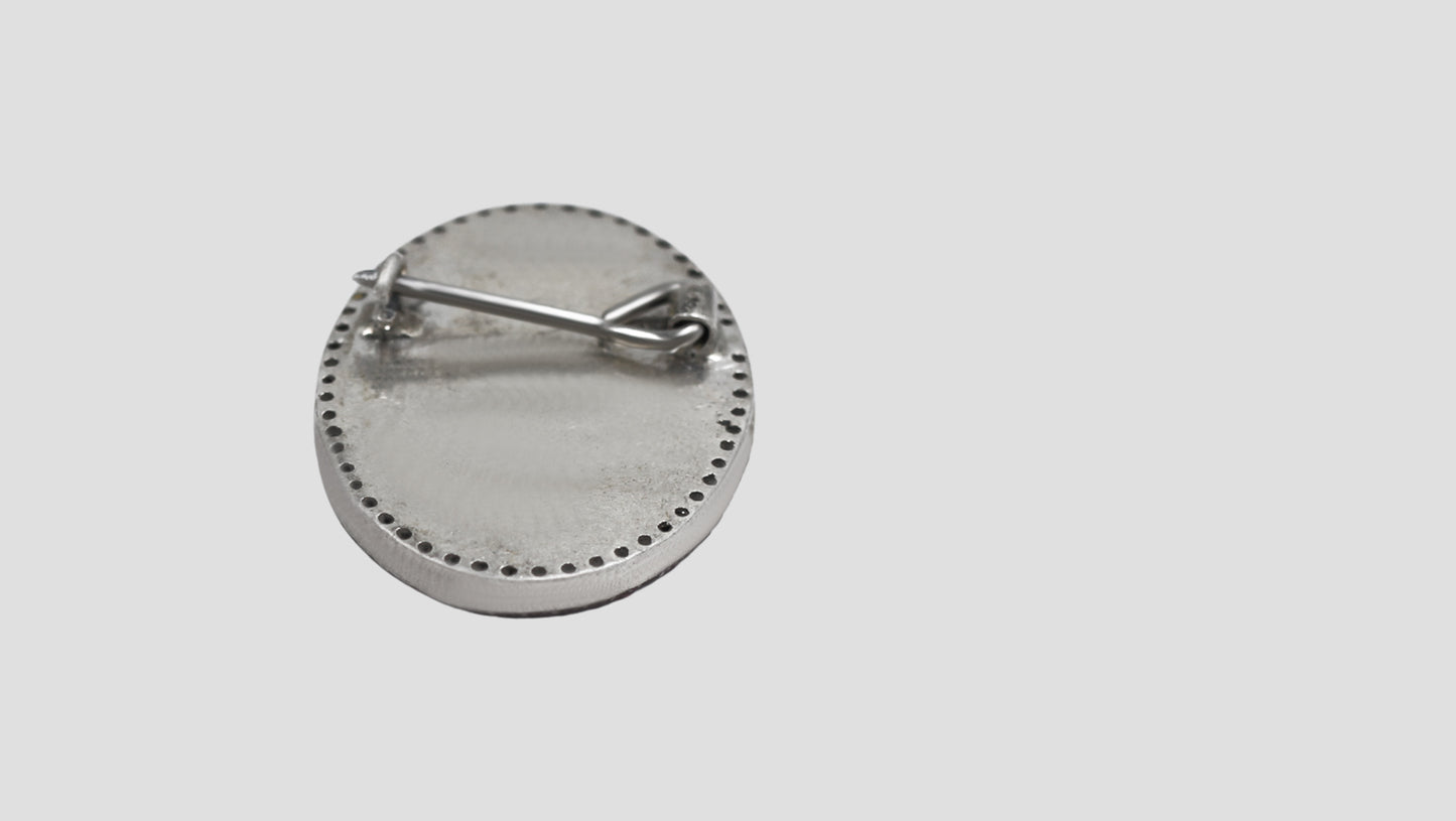 Sangeeta Boochra “Midnight Blossom” Oval Silver Brooch
