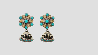 Sangeeta Boochra Dual Plated Silver Earrings with Turquoise Stones