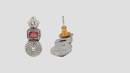 Sangeeta Boochra Handcrafted Floral Motif Oxidised Silver Heritage Earrings