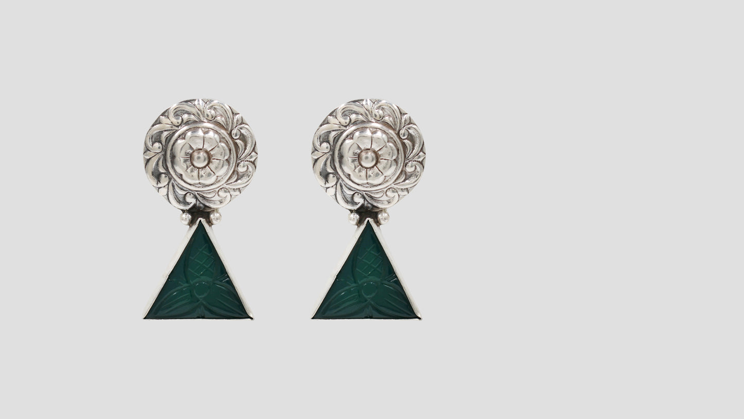 Sangeeta Boochra Tribal Triangle Silver Earrings