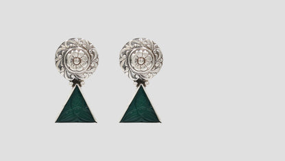 Sangeeta Boochra Tribal Triangle Silver Earrings