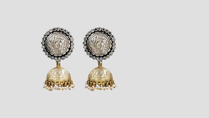 Sangeeta Boochra Handcrafted Dual Tone Floral Jhumki Earrings