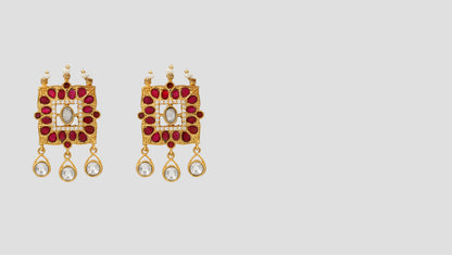 "Heritage Glamour: Sangeeta Boochra Kundan Gold-Plated Earrings "