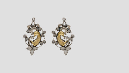 Sangeeta Boochra Handcrafted Peacock Dual-Plated Statement Earrings