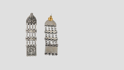 Sangeeta Boochra Handcrafted Oxidised Silver Peacock Motif Long Earrings