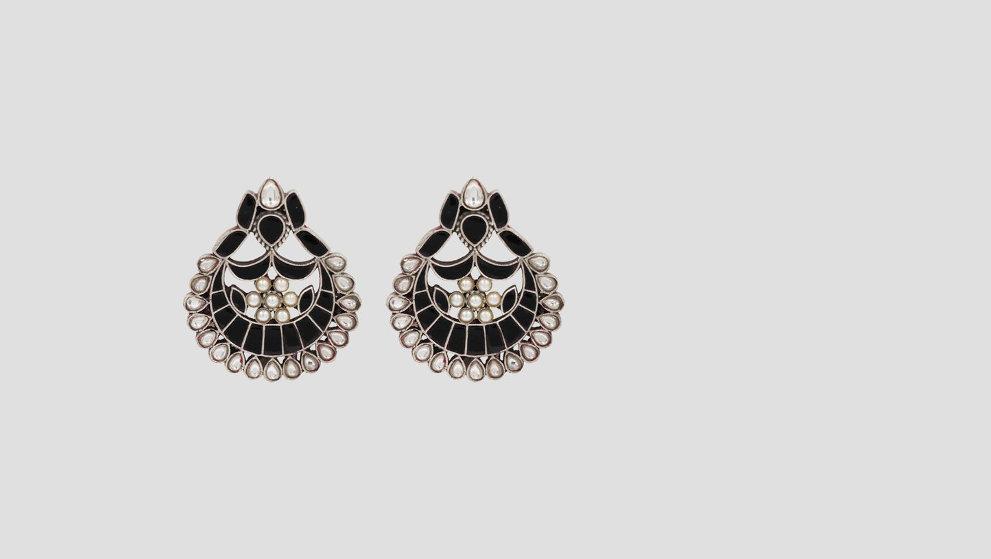Sangeeta Boochra Handcrafted Kundan Silver Statement Earrings