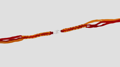 925 Sterling Silver Evil Eye Rakhi with Red & Orange Thread | Sangeeta Boochra