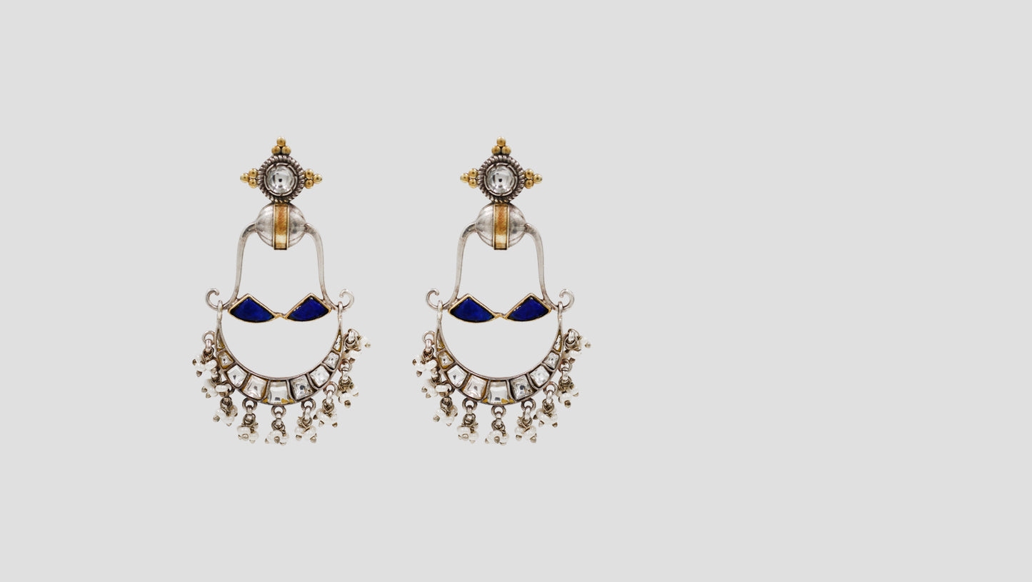 Sangeeta Boochra Dual-Tone Kundan Chandbali Earrings