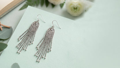 Sangeeta Boochra Artisan Tassel Silver Earrings
