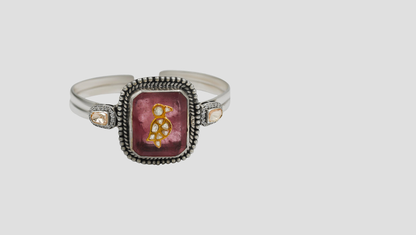 Sangeeta Boochra Handcrafted Silver Bracelet with Stone Detailing