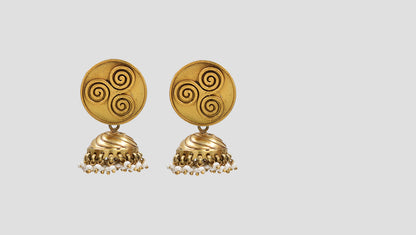 Sangeeta Boochra Traditional Gold-Plated Dome Jhumkas with Pearls