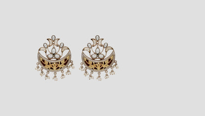 Sangeeta Boochra Signature Dual Plated Silver Kundan & Pearl Statement Earrings