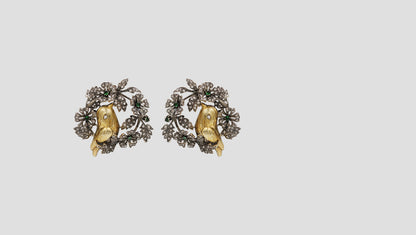 Sangeeta Boochra Heritage Dual Plated Bird Motif Silver Earrings