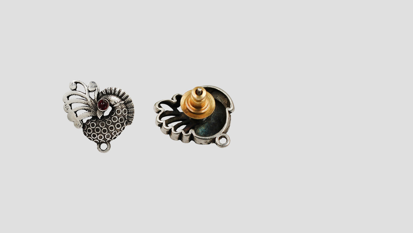 Sangeeta Boochra Peacock Motif Handcrafted Silver Earrings