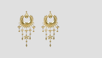 Sangeeta Boochra Gold Plated Tribal Chandbali Earrings