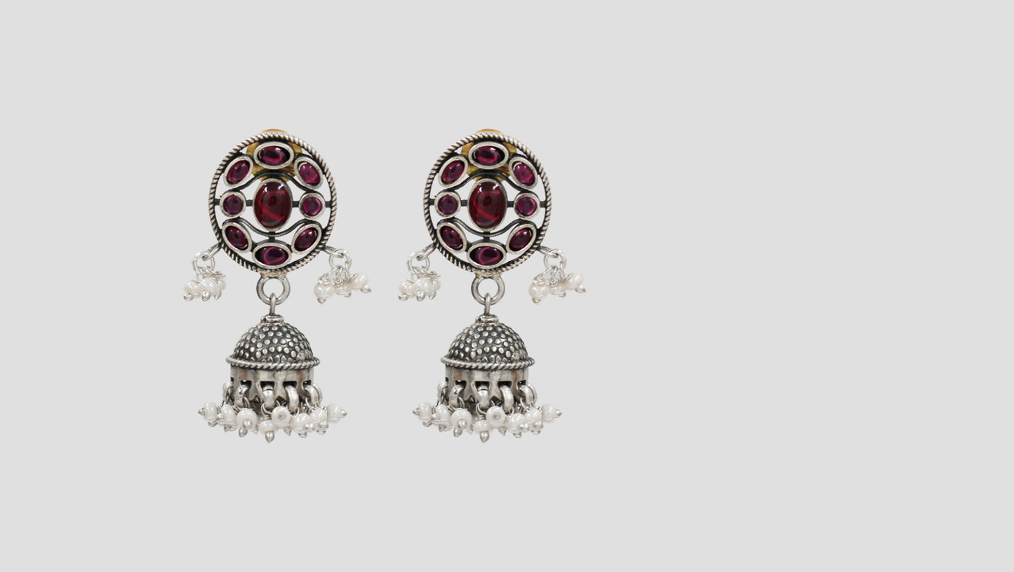 Sangeeta Boochra Heritage Red Stone Silver Earrings