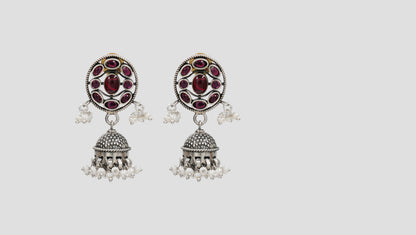 Sangeeta Boochra Heritage Red Stone Silver Earrings