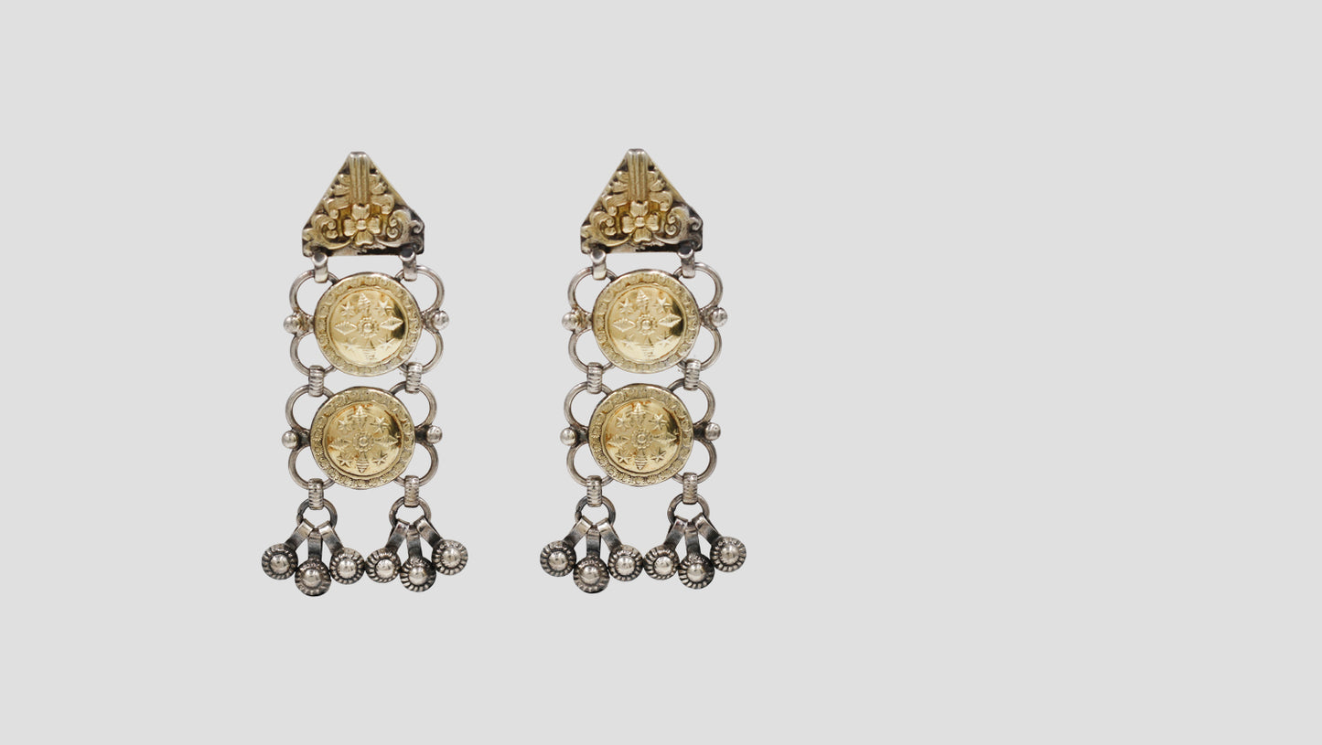 Sangeeta Boochra Handcrafted Dual Tone Silver Danglers