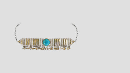 Sangeeta Boochra Turquoise Statement Oxidised Silver Choker