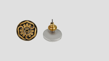 Sangeeta Boochra Dual-Tone Oxidised Silver Floral Stud