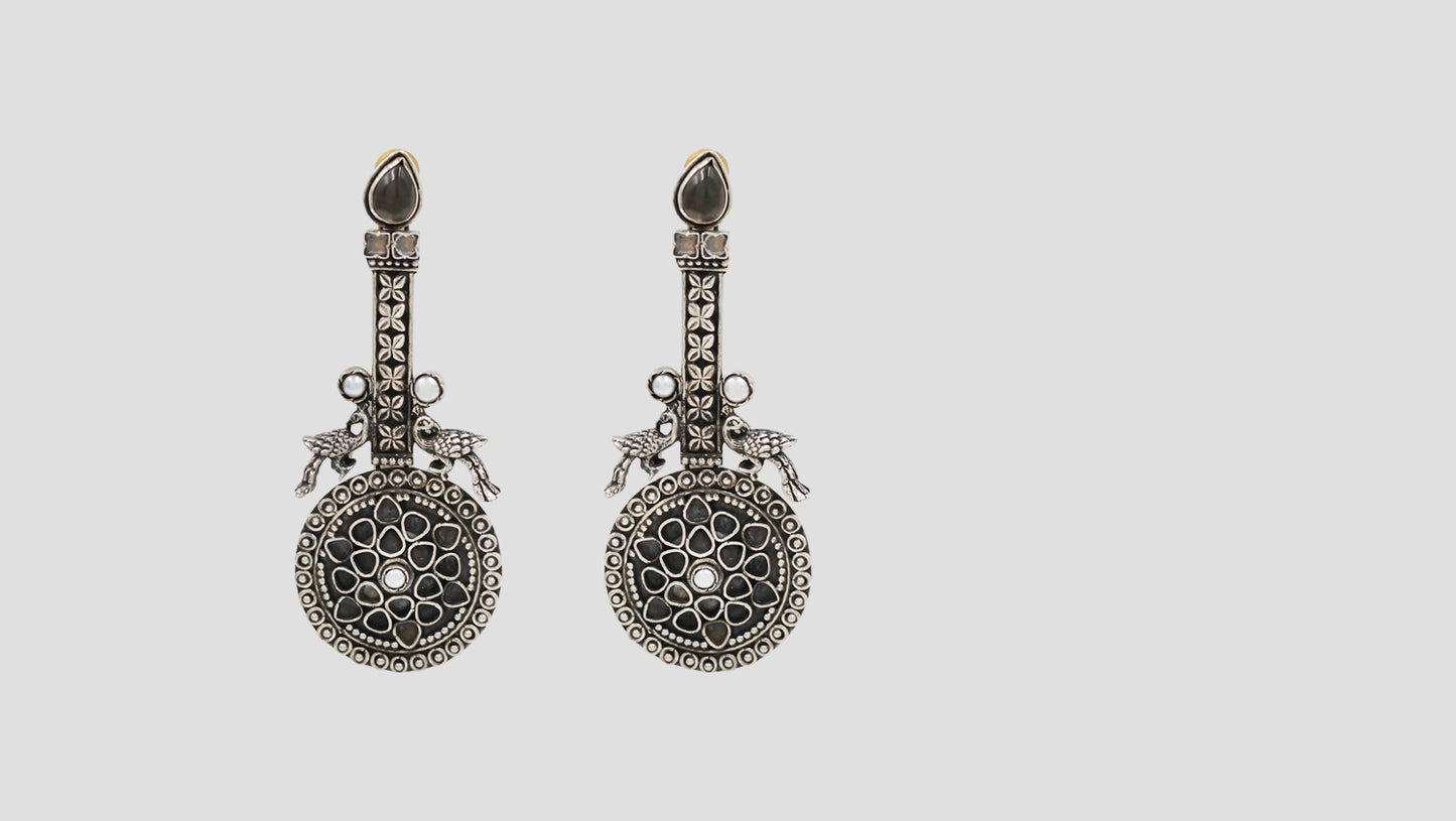 Sangeeta Boochra Traditional Floral Silver Earrings