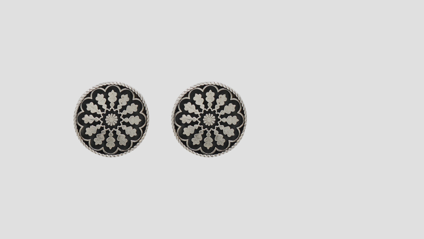 Sangeeta Boochra Vintage Bloom Oxidised Stud Earrings