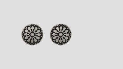 Sangeeta Boochra Vintage Bloom Oxidised Stud Earrings