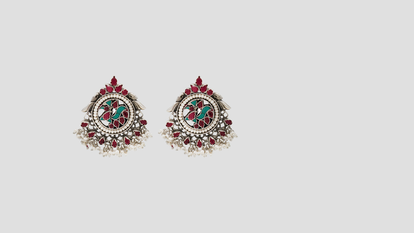 Sangeeta Boochra Kundan Chandbali Earrings with Pearl Drops