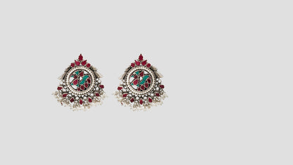 Sangeeta Boochra Kundan Chandbali Earrings with Pearl Drops