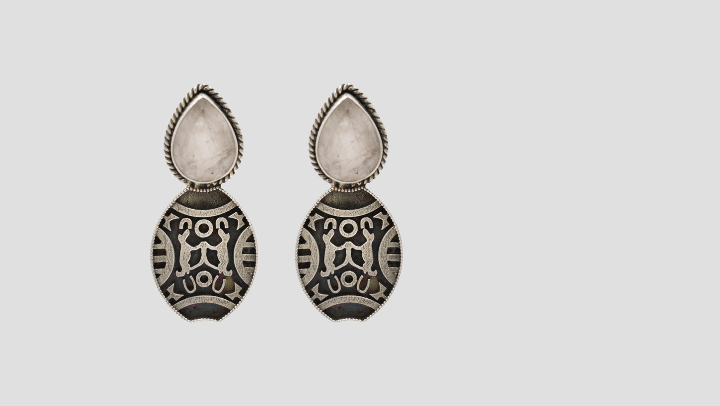 Sangeeta Boochra Ethnic Statement Silver Earrings