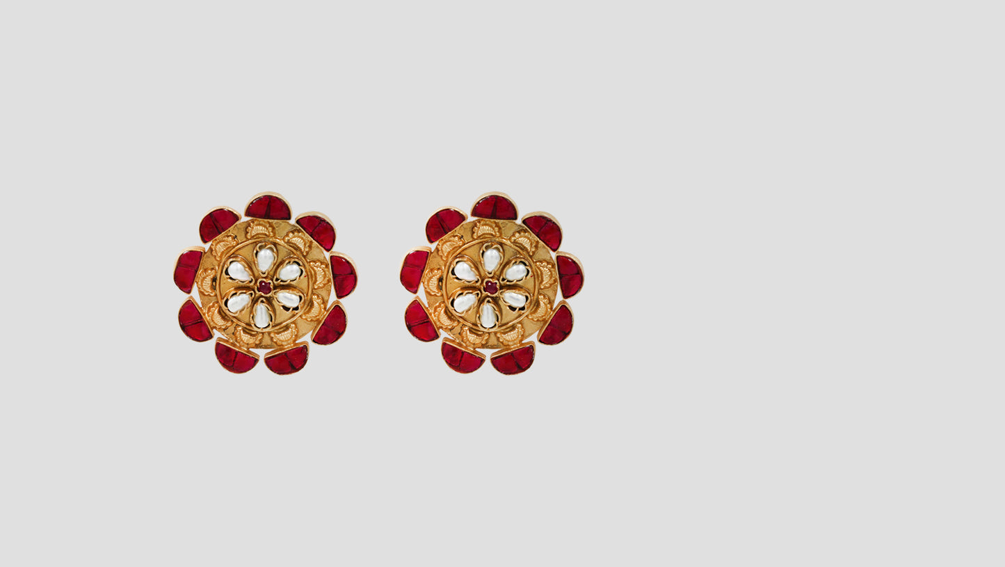 Sangeeta Boochra Handcrafted Gold-Plated Kundan Statement Studs