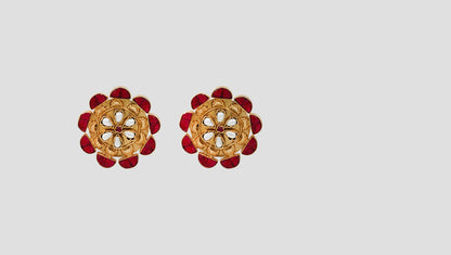 Sangeeta Boochra Handcrafted Gold-Plated Kundan Statement Studs