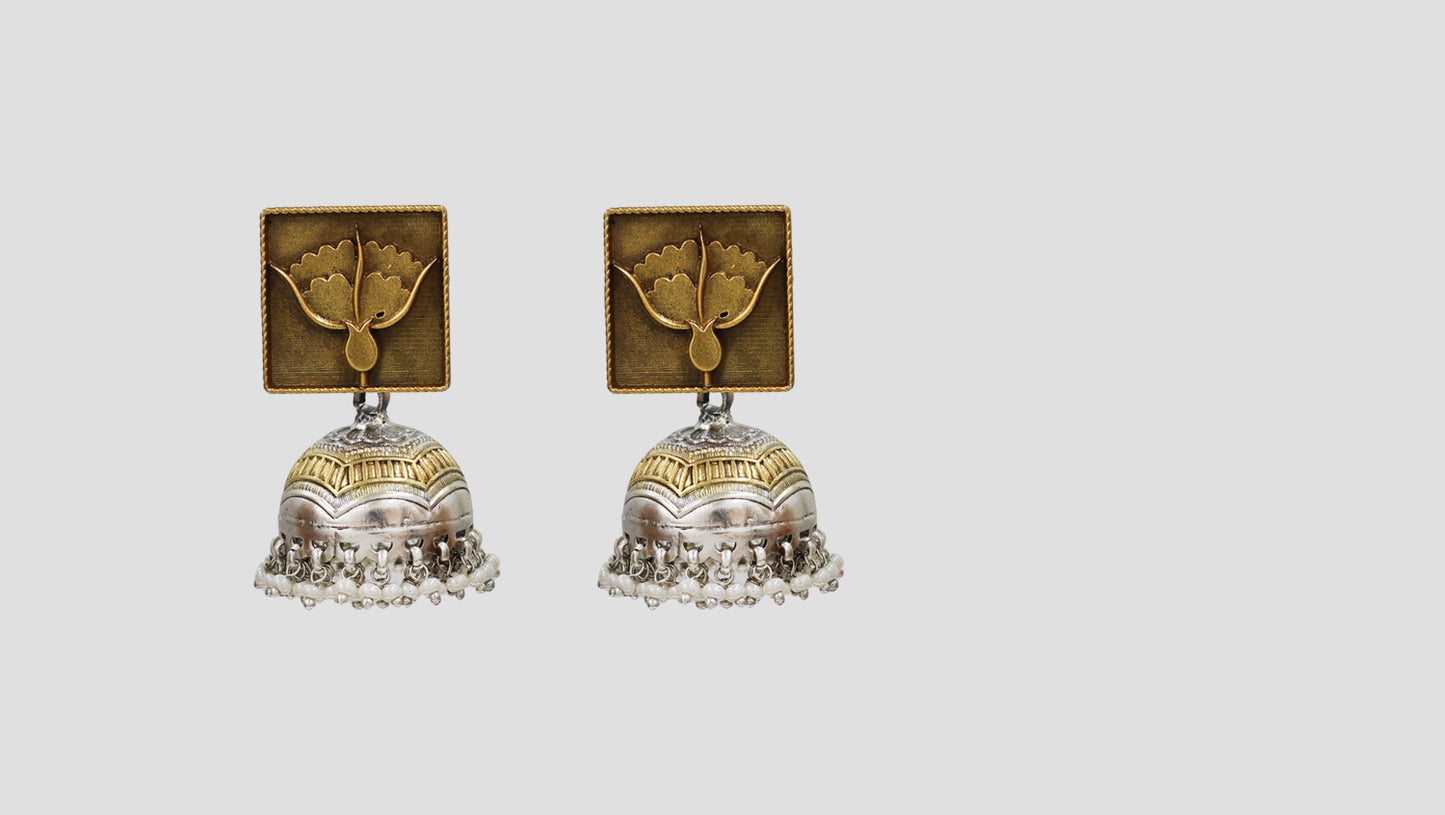 Sangeeta Boochra Artisan Crafted Pearl Drop Jhumka Earrings
