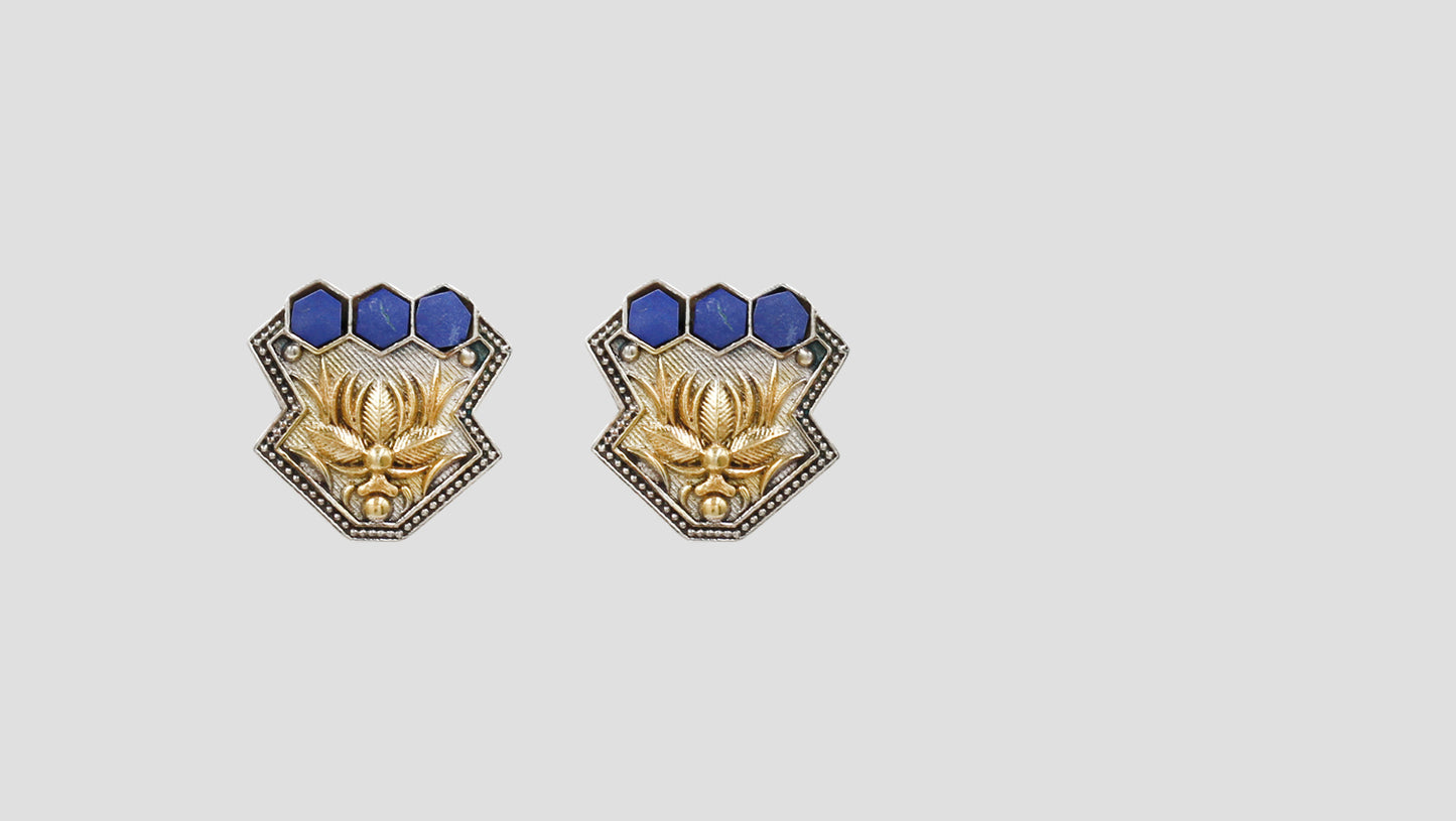 Sangeeta Boochra Lapis Bloom Dual Plated Earrings