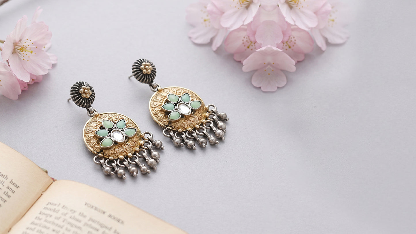 Sangeeta Boochra Artisan Dual Tone Silver Danglers