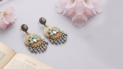 Sangeeta Boochra Artisan Dual Tone Silver Danglers