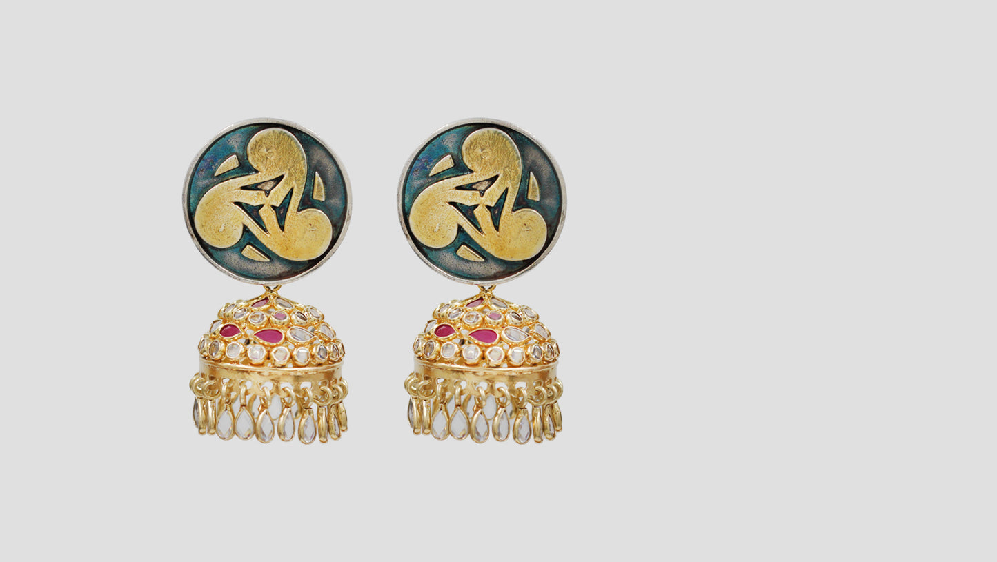 Sangeeta Boochra Artisan Dual Tone Silver Statement Earrings