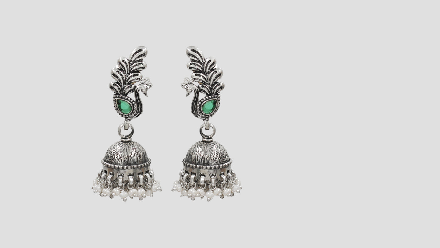 Ethnic Peacock Pearl Drop Earrings by Sangeeta Boochra