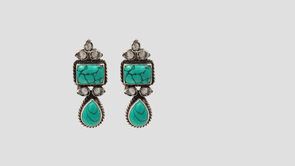 Sangeeta Boochra Ethnic Turquoise Stone Statement Earrings