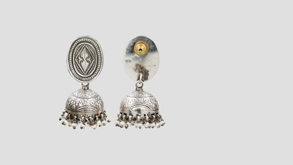 Sangeeta Boochra Classic Oxidised Silver Jhumkas