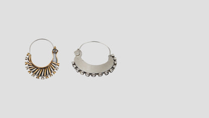 Sangeeta Boochra Handcrafted Dual Plated Silver Tribal Hoop Earrings