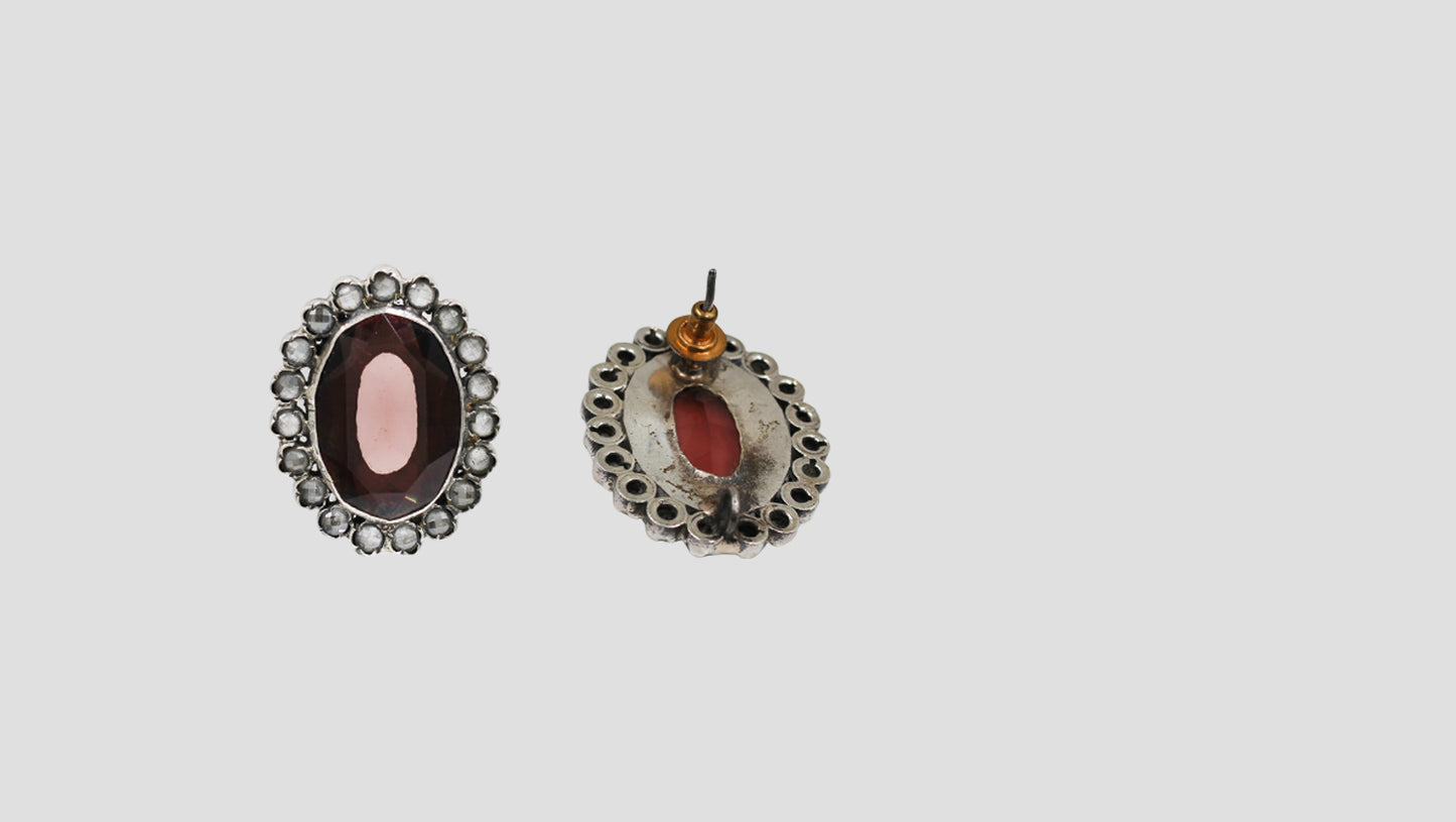 Sangeeta Boochra Heritage Oval Stone Earrings